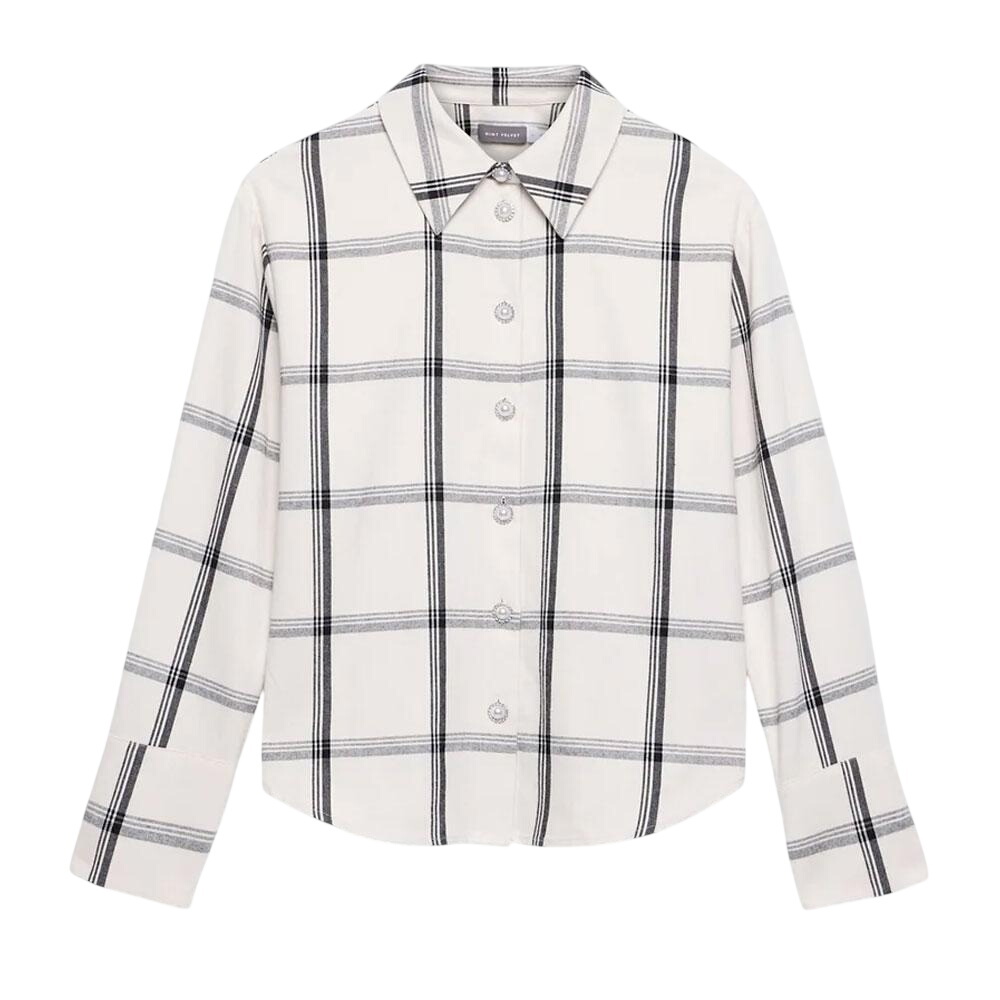 Mint Velvet Cream Cotton Check Shirt